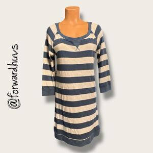 Roxy Striped Dress – Navy & White – Size Large – 2/3 Sleeve
